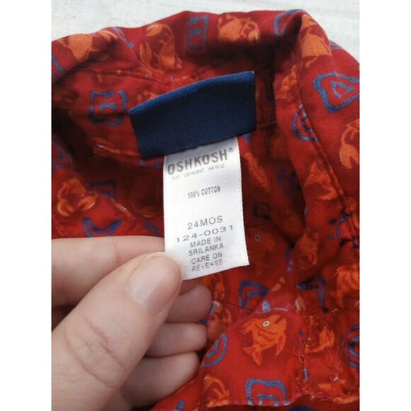 24m Oshkosh 90s Red Fish Button Up Shirt - Picture 4 of 4